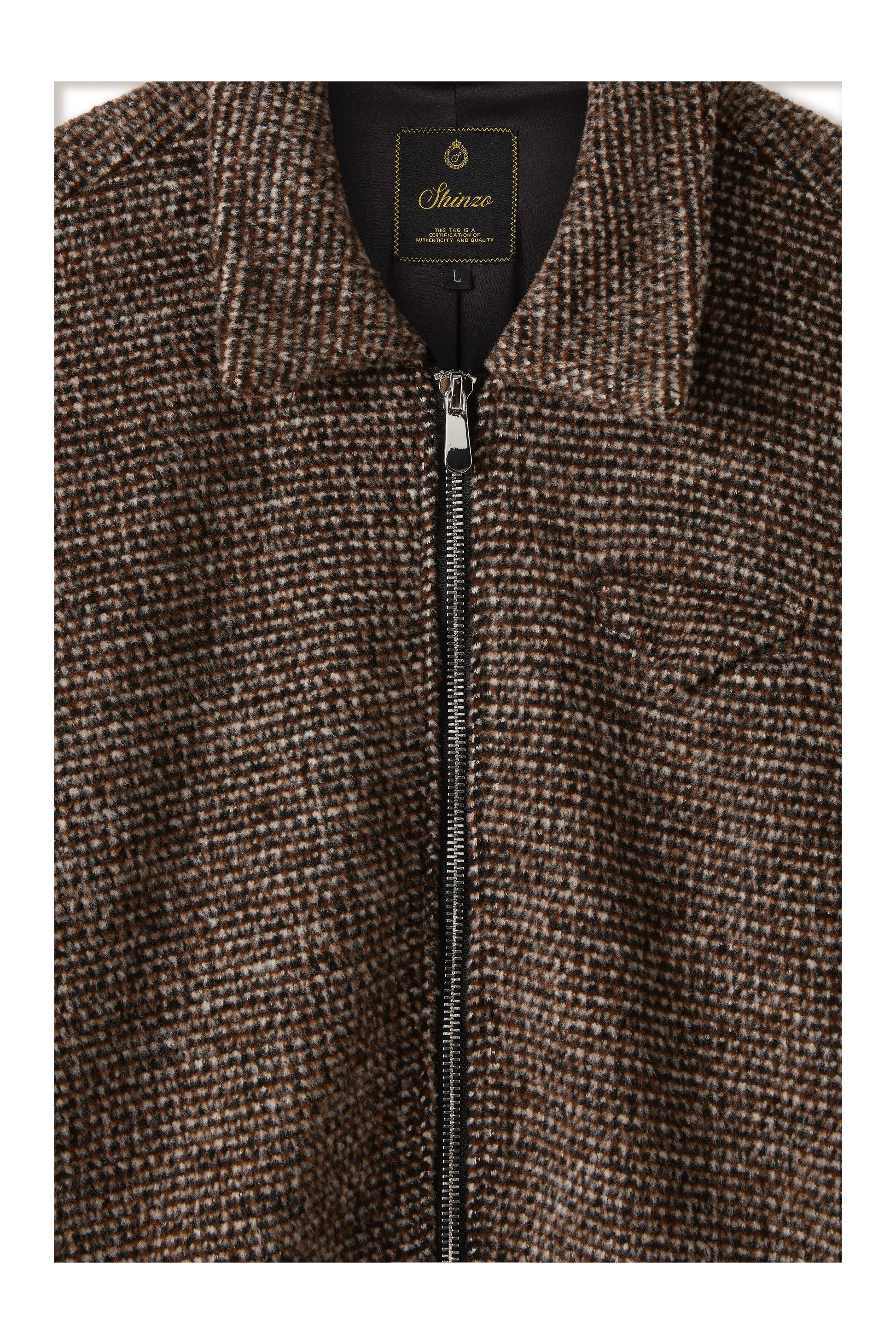 Brown Speckled Wool Zip Up Jacket