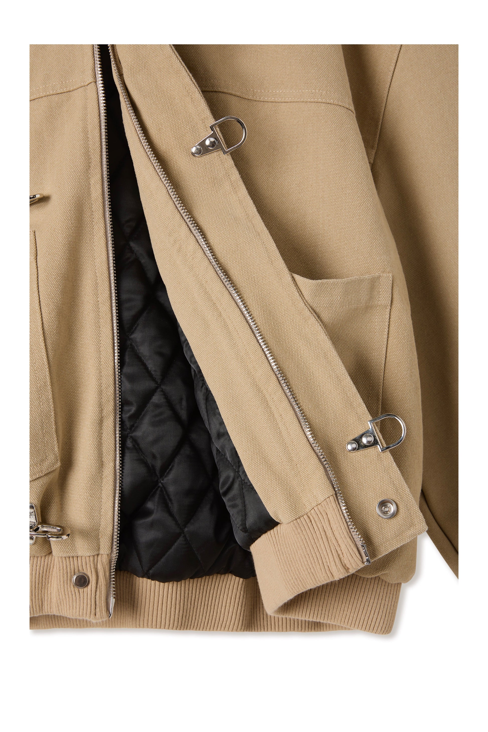 Shige Khaki Canvas Clasp Bomber Jacket