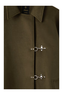 Green Wool Clasp Trench Coat