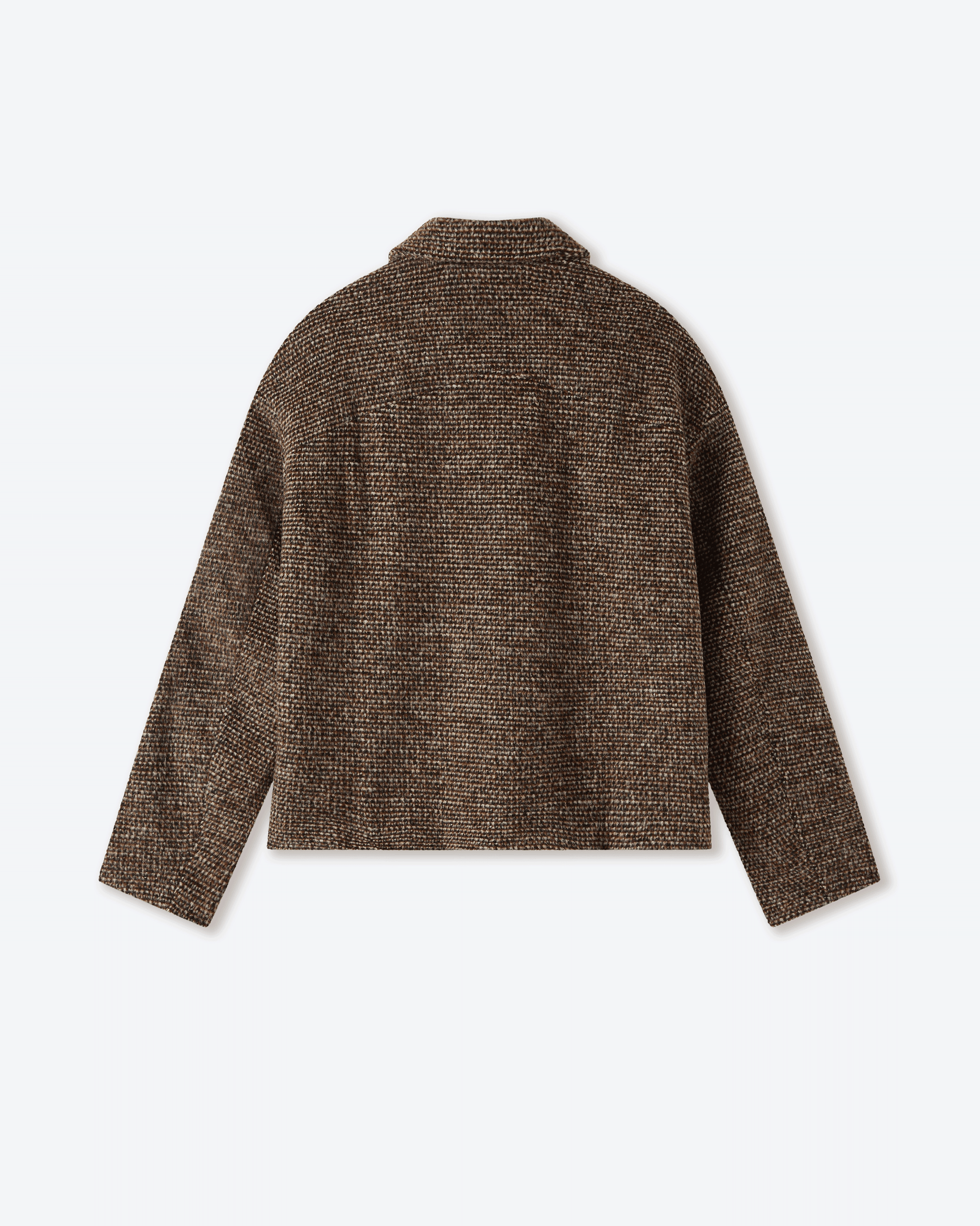 Brown Speckled Wool Zip Up Jacket
