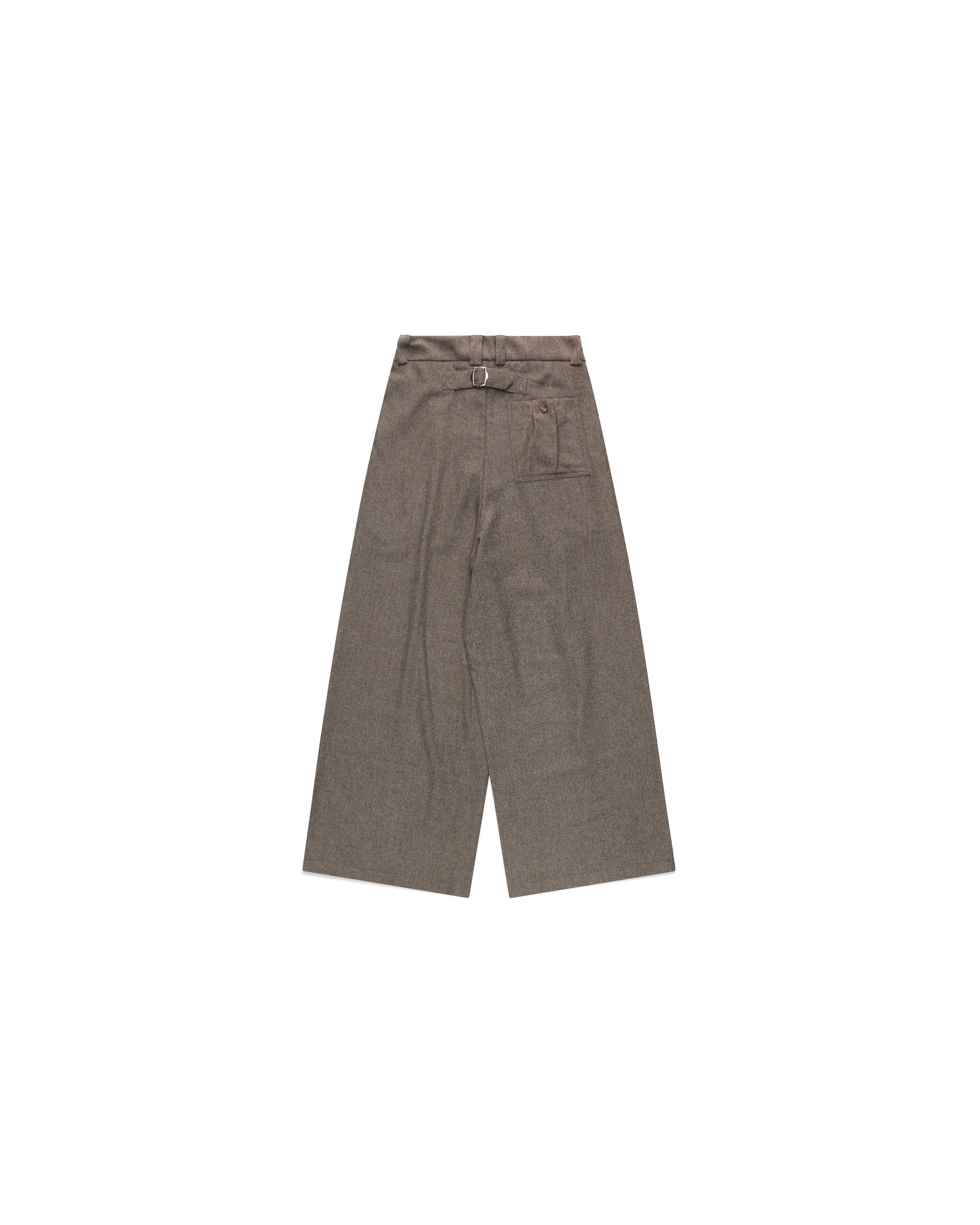 Gyokudō Light Brown Adjustable Pleated Wide Leg Wool Suit Pants
