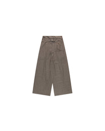 Gyokudō Light Brown Adjustable Pleated Wide Leg Wool Suit Pants