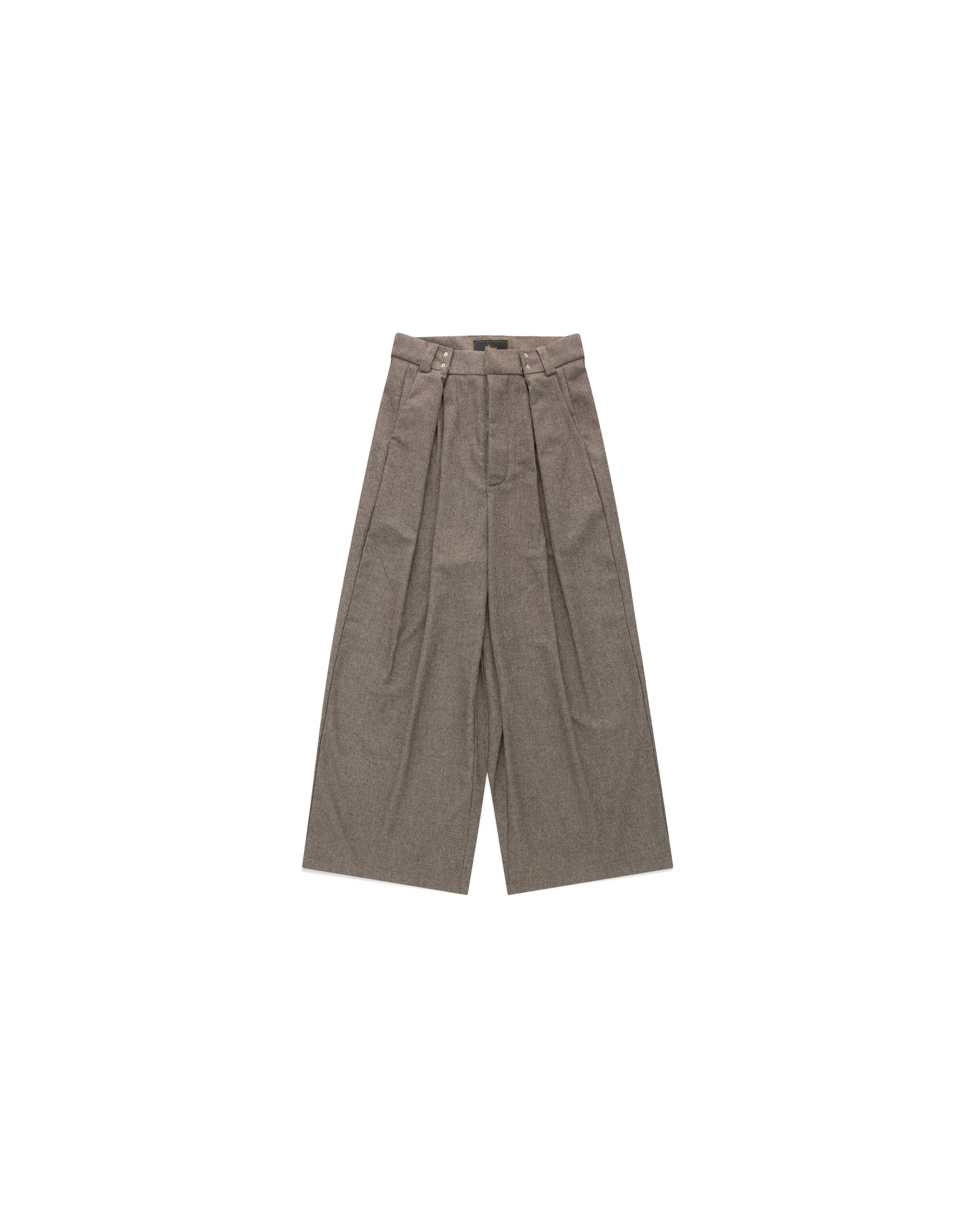 Gyokudō Light Brown Adjustable Pleated Wide Leg Wool Suit Pants